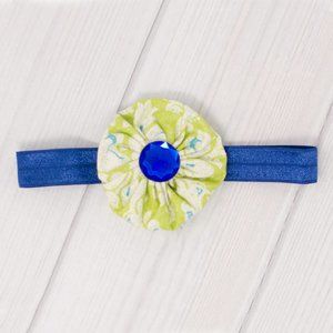 Green & Blue Hair Bow & Headband Set